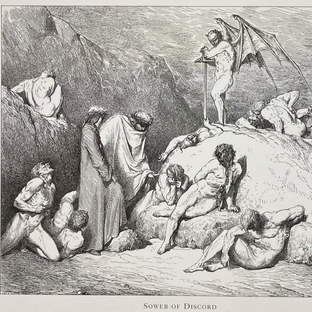 Dore, Divine Comedy, Sower of Discord, Procession, Print Bookplate 240707-WH 292